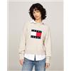 Tommy Hilfiger Pullover Relaxed Fit Melange Con Lana Bianco Donna