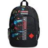 Seven Zaino Scuola Seven Advanced - Scratchy Boy Ragazzo - Nero - Doppio scomparto con Porta di Ricarica USB - Tasca porta borraccia