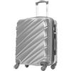 R.Leone Valigia EasyJet 56x45x25 cm Trolley Bagaglio a mano in ABS 4 Ruote 2130 (S 56x45x25cm, Argento)