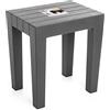 TATAY Sgabello Rettangolare Lombok, Polipropilene, Senza BPA, Finitura Effetto Legno, la Protezione anti-UVA, Anche 130 kg, Adatto a 38 x 29 x 41 cm Interni ed Esterni, Grigio