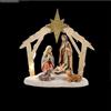 DRW Mistero Classico di 1 Pezzo con Bambino in Culla e Portale Legno Dipinto a Mano 14x14 cm