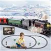 Joellfuner Trenino Elettrico per Bambini, Locomotiva a Vapore, Trenino Elettrico Natalizio con Affumicato, Luci e Suoni, Treni Elettrico Giocattolo con Pista Lunga per Regali di Natale (Pulsanti)