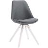 CLP Sedia Design Pranzo Toulouse Imbottita In Stoffa I Sedia Ospite Scandinava Gambe Squadrate In Legno Alt 48 CM, Colore:grigio scuro, Colore del telaio:bianco