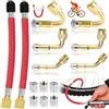 Brateuanoii 14 Pezzi Estensione Valvola Pneumatico Set, Valvola Flessibile per Pneumatici, Gomma Prolunghe Valvola 120mm, Adattatore per Valvola di Estensione in Rame(45 90 135 Gradi Valvola)