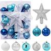 Winwild 30 pezzi mini palline di natale con gancio, 3 cm piccole palline di natale palline blu e argento mini albero di natale da tavolo decorazioni per l'albero di natale set