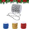 Winwild 15M albero di Natale ghirlanda di perline Ornamenti albero di Natale nastro di perline | Diametro tallone 8 mm e 4 mm | Decorazione catena albero di Natale (argento)