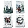 JINGTOPS Set Strofinacci Natalizi, Asciugamani Cucina,Tovagliette Natalizie, Decorazione Natalizia Invernali, Decorazioni Per Tavola Interna 40x60 cm (Alce- 4 pezzi)