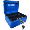 Requisite Needs Salvadanaio in metallo da 15,2 cm, in acciaio, cassaforte per contanti, con serratura, 2 chiavi per la sicurezza (blu)