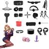 Quintrost Bondage Kit 18 Pezzi SM Bondage Set, Erotico Giocattoli Sessuali Set per Principianti, Sex Toys Sex Restraint Set per Coppie con Manette Maschera Occhi Morsetti Capezzoli (Nero)
