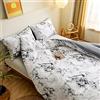 FANSU Biancheria da Letto di Matrimoniale Set Copripiumino de 3/4 Pezzi in Morbido Microfibra con Federa e Lenzuolo con Gli Angoli (135x200cm,marmo bianco)