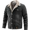 Jamron Uomo Inverno Giacca Jeans Foderata in Pile Imbottite con Collo di Pelliccia Giacca Denim in Felpa Calda con Tasche Nero L