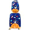 FANTASK Valigia per bambini + zaino, trolley per bambini in plastica, bagaglio per bambini, bagaglio a mano, valigia rigida per ragazzi e ragazze