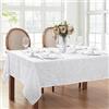 Elrene Home Fashions Tovaglia damascata, poliestere, bianca, 132 cm quadrata