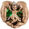 DRW Figura Bambino Gesù in Mani in Resina Dipinto a Mano con LED 10 cm