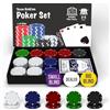 Soom Games - Set Poker per 2-5 Giocatori, Include 110 Chips, Pulsanti Big Blind e Small Blind, Pulsante Dealer, Carte da Gioco per Texas Holdem, Kit Poker Completo