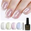 Shining She Smalto Semipermanente Unghie Magnetico,4 Colori Trasparente Jelly Cat Eye Cristallo Bianco Verde Rosa Blu Smalti Semipermanenti per Unghie Soak-Off UV/LED per Nail Art Salone, 8ML