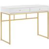 Beliani Scrivania glamour 2 cassetti base in metallo oro e bianco Home Office