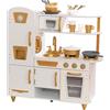 KidKraft Cucina Giocattolo in Legno Vintage Elegantea Bianca con telefono e frigorifero, Set da Cucina con 27 accessori per Pentole, giochi per bambini 3+anni, 53445,Esclusivo Amazon