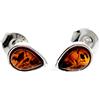 SilverAmber Jewellery Orecchini piccoli in argento Sterling 925 con ambra baltica M638, colore: verde cognac e limone, 2mm x 6mm x 4mm, Pietra, Ambra