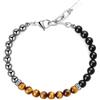 GAVU Bracciale Pietre Naturali Uomo, Bracciale Uomo Tripla Protezione Occhio di Tigre Ematite e Onice