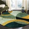 Tapis Design Tappeto Rotondo da 120 cm, Tappeto per Soggiorno, Verde Smeraldo, Senape, Grigio, Motivo a Semicerchio, Lavabile, Tappeto Circolare per Soggiorno, Camera da Letto, Cucina, Corridoio