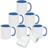 MR.R Tazze da caffè in ceramica per lavastoviglie a sublimazione con interno e manico di colore blu, per latte, tè, acqua cola, 325 ml, set da 6