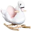 HOMCOM Cavallo a Dondolo a Forma di Cigno con Musica, Struttura in Metallo e Legno, Rivestimento Peluche, 60x32x55cm, Bianco