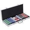 HOMCOM Valigetta Poker Professionale in Alluminio, Set Poker con 500 Fiches e 2 Mazzi per Texas hold'em e Blackjack