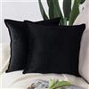 Madizz 2 Pezzi Federe in Velluto Copricuscini Morbido Decorativo Fodere per Cuscino Lusso Stile per Divano Camera da Letto Nero Quadrate 55x55 cm