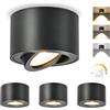 GeyouLux Faretto da soffitto LED Dimmerabile, 5W 500LM Faretti LED Soffitto Interno Orientabili 30°, Ø80x50mm Alluminio, Con Modulo LED 230V Incluso, 3000K/4000K/6500K Faretto LED Interno Nero 4 Pezzi