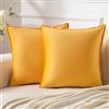Serento Federe Cuscini in Velluto per Divano Giallo 45x45 Set di 2 Copricuscini Borde Avvolte Federe Cuscini Quadrati Elegante Decorativa per Salotto Moderno Cuscino Cerniera Invisibile per Camera da Letto