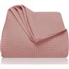 LAYNENBURG Copriletto 150 x 200 cm - Waffle Pique 100% Cotone - Coperta Estiva Leggera - Coperta di Cotone Come Coperta da Letto, Coperta da Divano, Coperta ariosa da Divano (Rosa antico)