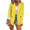 OMZIN Blazer da donna, aperto sul davanti, giacca aderente, casual, da ufficio, Giallo, L