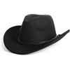 Zylioo Cappello da cowboy in feltro per testa grande e piccola, cappello western con tesa larga, cappello Fedora Panama con fibbia per cintura per uomo e donna, Cowboy-nero, M