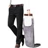 ziilay Pantaloni in velluto a coste da uomo, foderati con fodera in pile Super-Soft, Nero , 36W x 32L