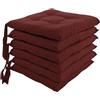 Viterbo Biancheria - Cuscini Sedie Cucina Set da 6 per Esterno ed Interno, Coprisedie con Laccetti, Design 4 Punti Imbottito, Ogni Cuscino è Realizzato in Morbida Spugna da 6cm (Bordeaux)