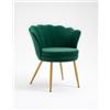 IlGruppone Poltrona Conchiglia Camera da Letto in Velluto Design Moderno, Sedia Classica con Gambe in Metallo Placcato Oro - Poltroncina per Salotto con Seduta Morbida Imbottita Modello Maddina - Petrolio