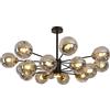KOHKA Lampadario a sospensione a 8 luci nero con globi di vetro Plafoniera vintage classica per cucina soggiorno sala da pranzo camera da letto casa colonica-nero 1 16t