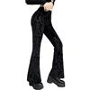 VIVICOLOR Pantaloni Casual da Donna in Velluto Nero Pantaloni a Zampa di Velluto Gotico da Donna Pantaloni a Zampa di Velluto con Stampa Floreale