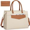 RAINSMORE Borsa porta PC Donna Borsa Donna Grande Borsa Lavoro Donna Borse Tote Borsa a Tracolla Pelle Scuola Elegante Universita Impermeabili 15.6 Pollici Beige e Marrone