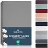 BARBONS - Lenzuola Matrimoniali Cotone 180x200 cm Certificato Oeko-Tex, Con Angoli Morbido e Traspirante, Adatto per letto Copriletto, Facile da Lavare Lenzuolo Matrimoniale King Size Grigio Chiaro