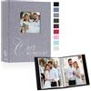 Lanpn Album Fotografico 10x15 100 Foto 2 Confezioni, Finestra OURMEMORIES Lino Piccolo Mini Album Foto Portafoto Verticale Tascabile Tasche Tasca Grigio