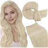 LaaVoo Extension Capelli Veri Tessitura 60 cm 100g - Biondo Candido Capelli Lunghi Lisci Remy - Matassa di Capelli Veri per Tessitura #613