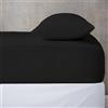 BANZAII TEXTILE INNOVATOR ONLINE Banzaii Lenzuolo sotto con Angoli Invernale Felpato in Flanella Anti-Pilling 100% Cotone Tinta Unita Due piazze Maxi Matrimoniale 180 x 200 Nero