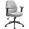 SONGMICS HOME Sedia Girevole, Sedia da Ufficio con Braccioli Regolabili, Altezza Regolabile, Seduta Ampia e Morbida, Tessuto Cotone-lino, Grigio Tortora OBG035G01