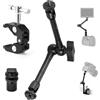 TARION Supporto per fotocamera Magic Arm : supporto per fotocamera con morsetto super clip, flessibile, supporto per braccio articolato per fotocamera, supporto da tavolo con filettatura da 1/4 3/8