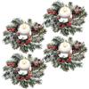 KAHEIGN 4 Pezzi Anelli per Candele Natalizie, 20CM Ghirlanda di Bacche Rosse Artificiali Anelli con Aghi di Pino Innevati per Pilastri Rustico Matrimonio Natale Festa Porta Tavolo Decorazione