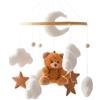 Herfair Campana da letto per bambini con orsacchiotto, in legno, da appendere, per culla (marrone)