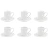 LA PORCELLANA BIANCA Lunia Set 6 Tazze Caffè Espresso con Piattino 100ml Bianco Porcellana
