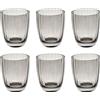 ROSE & TULIPANI Prismia Bicchiere Acqua Set 6 Pezzi 310ml Grigio Pasta di Vetro